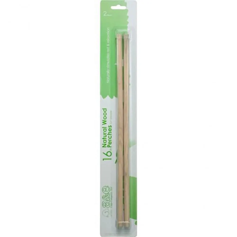 A and E Cages Wooden Replacement Bird Perch 2pk 16in