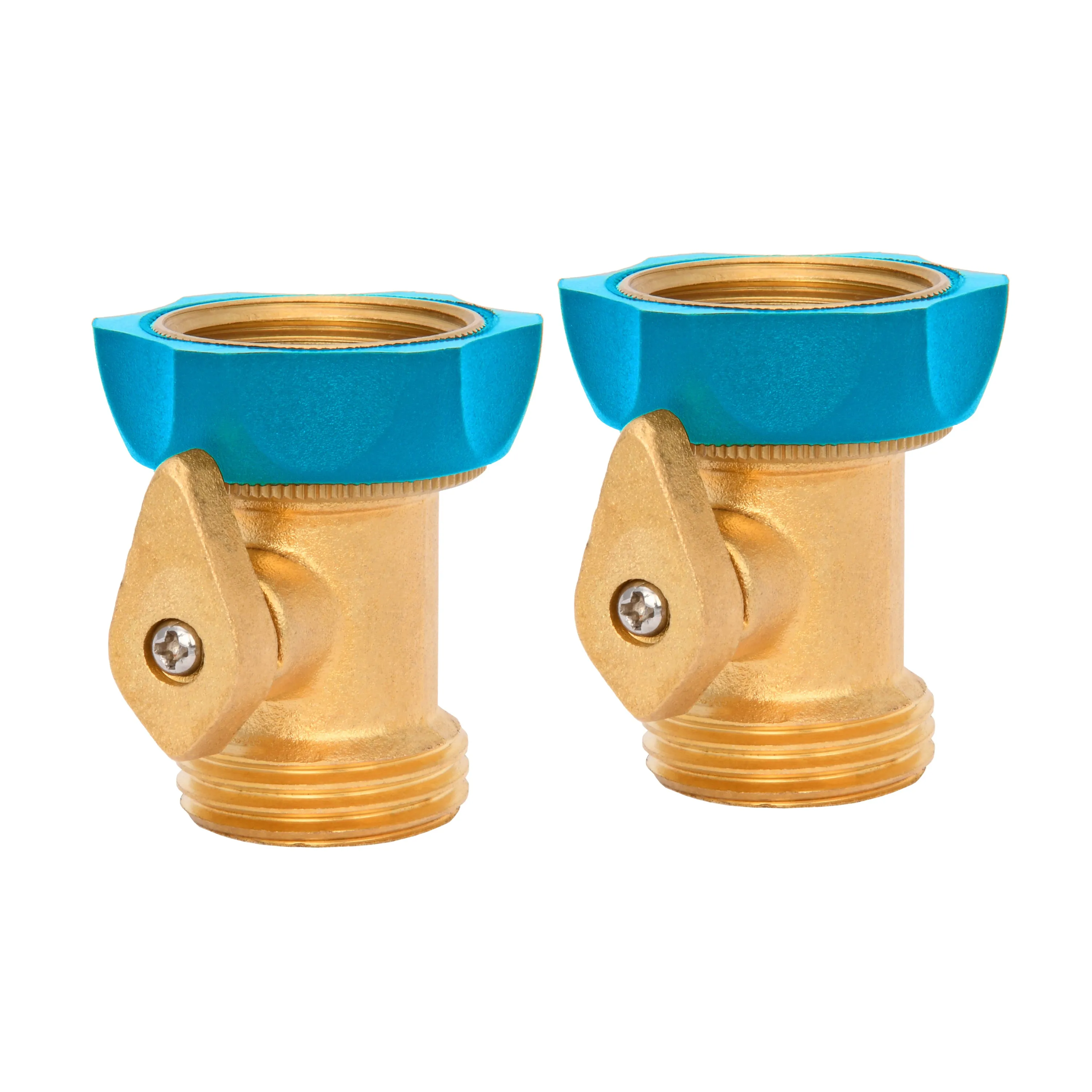 Aqua Joe AJ-IHE-2PK Indestructible Series Heavy-Duty Hose Shut Off Valve | Brass Construction | 2-Pack