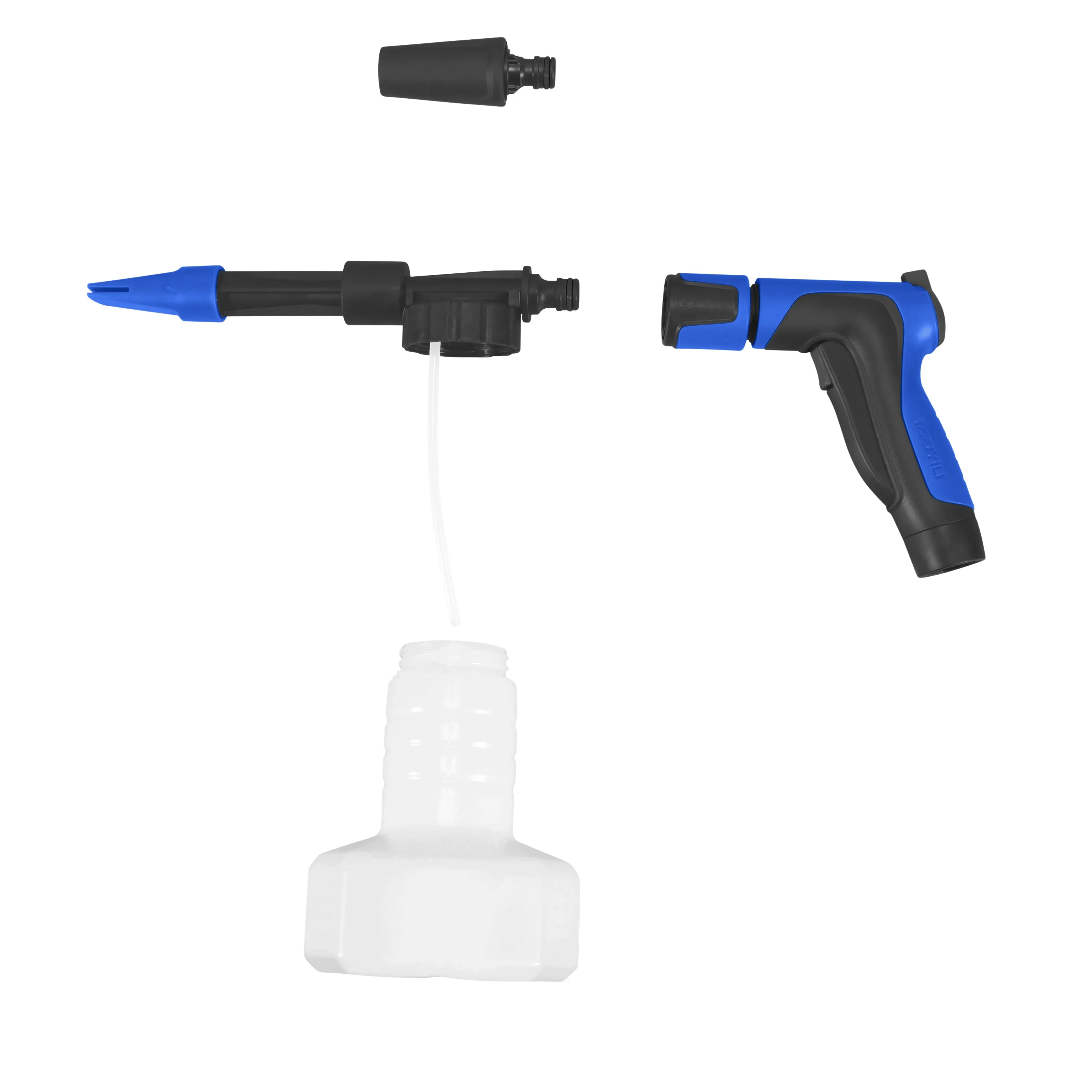 Aqua Joe AJ-SPXN-PRO-SJB 2-in-1 All-Purpose Garden Hose-Powered Adjustable Foam Cannon Spray Gun Kit | W/ Bristle Brush and Detailer Sponge Attachments | Quick-Connect (Blue)
