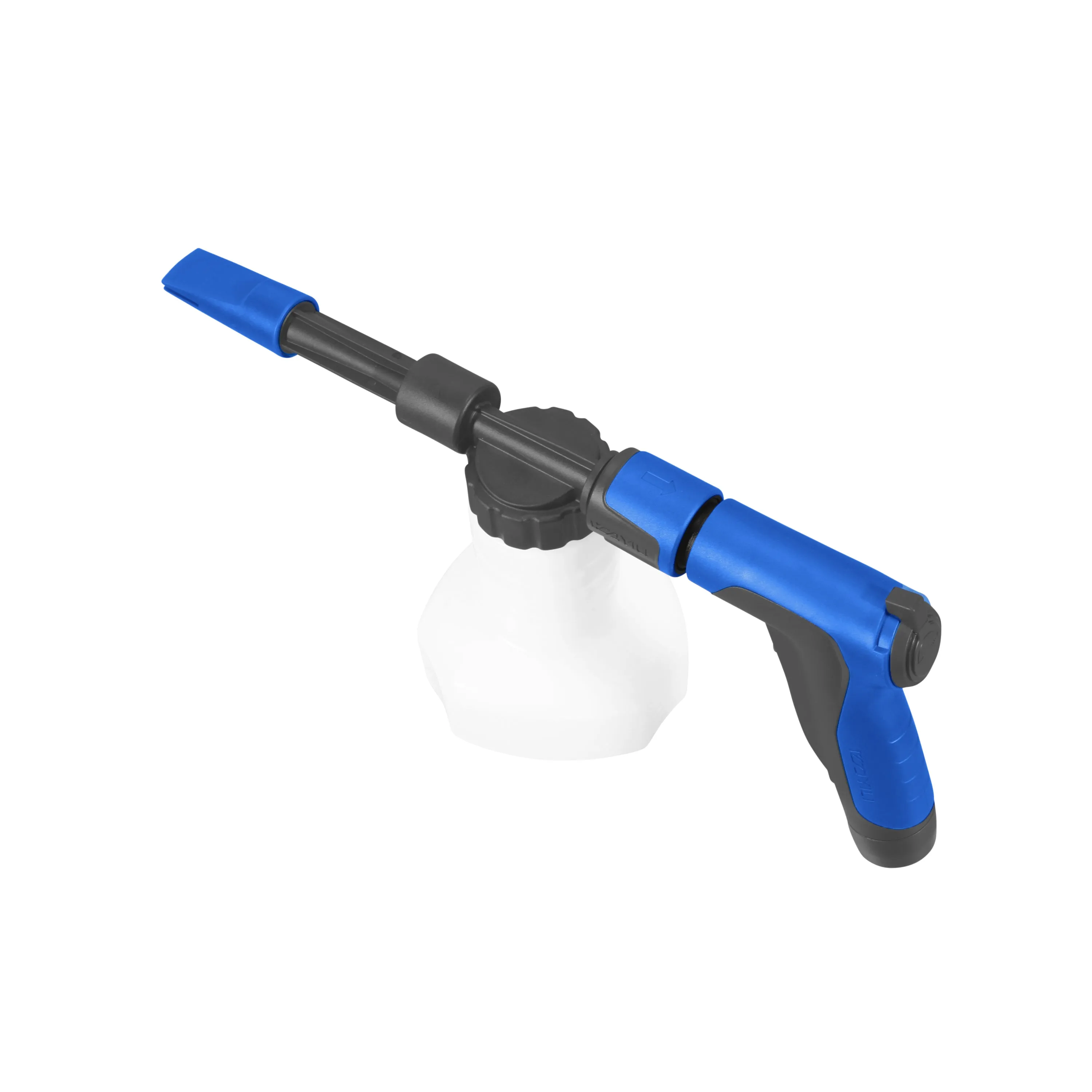 Aqua Joe AJ-SPXN-PRO-SJB 2-in-1 All-Purpose Garden Hose-Powered Adjustable Foam Cannon Spray Gun Kit | W/ Bristle Brush and Detailer Sponge Attachments | Quick-Connect (Blue)