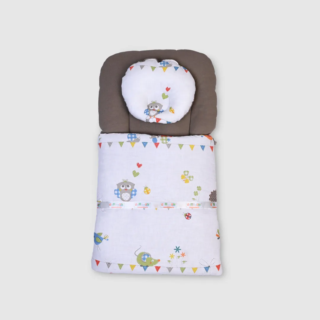 Baby Bedding Set - Brown with Fun Animals