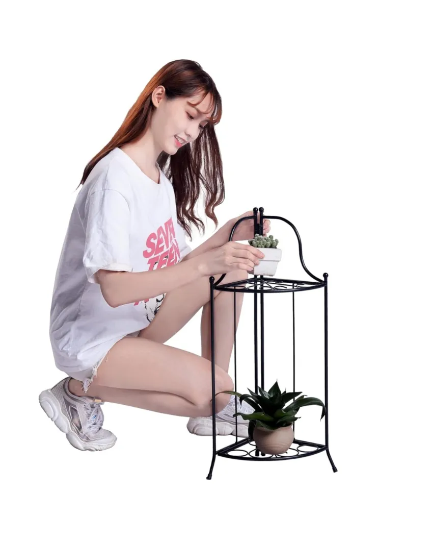 Black Daxton Metal Plant Stand 8 to 11 Inch Adjustable | 11 x 7 x 26 inches