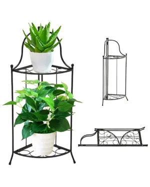 Black Daxton Metal Plant Stand 8 to 11 Inch Adjustable | 11 x 7 x 26 inches