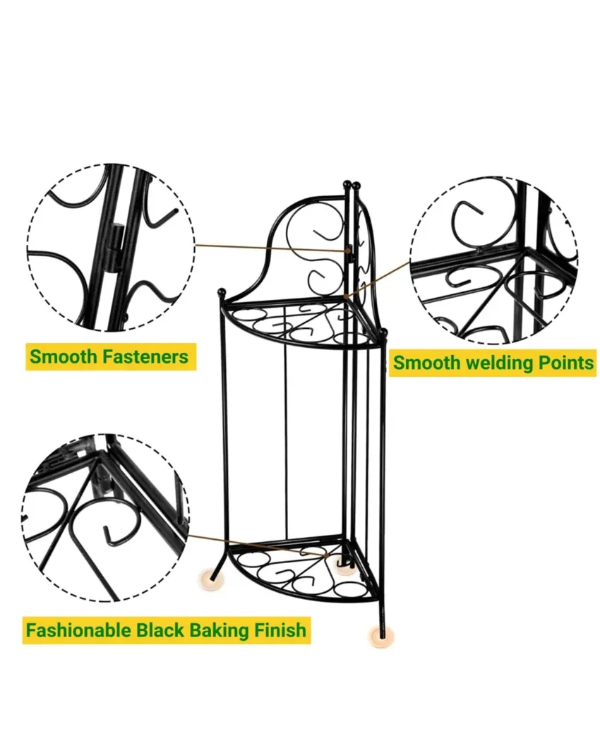 Black Daxton Metal Plant Stand 8 to 11 Inch Adjustable | 11 x 7 x 26 inches