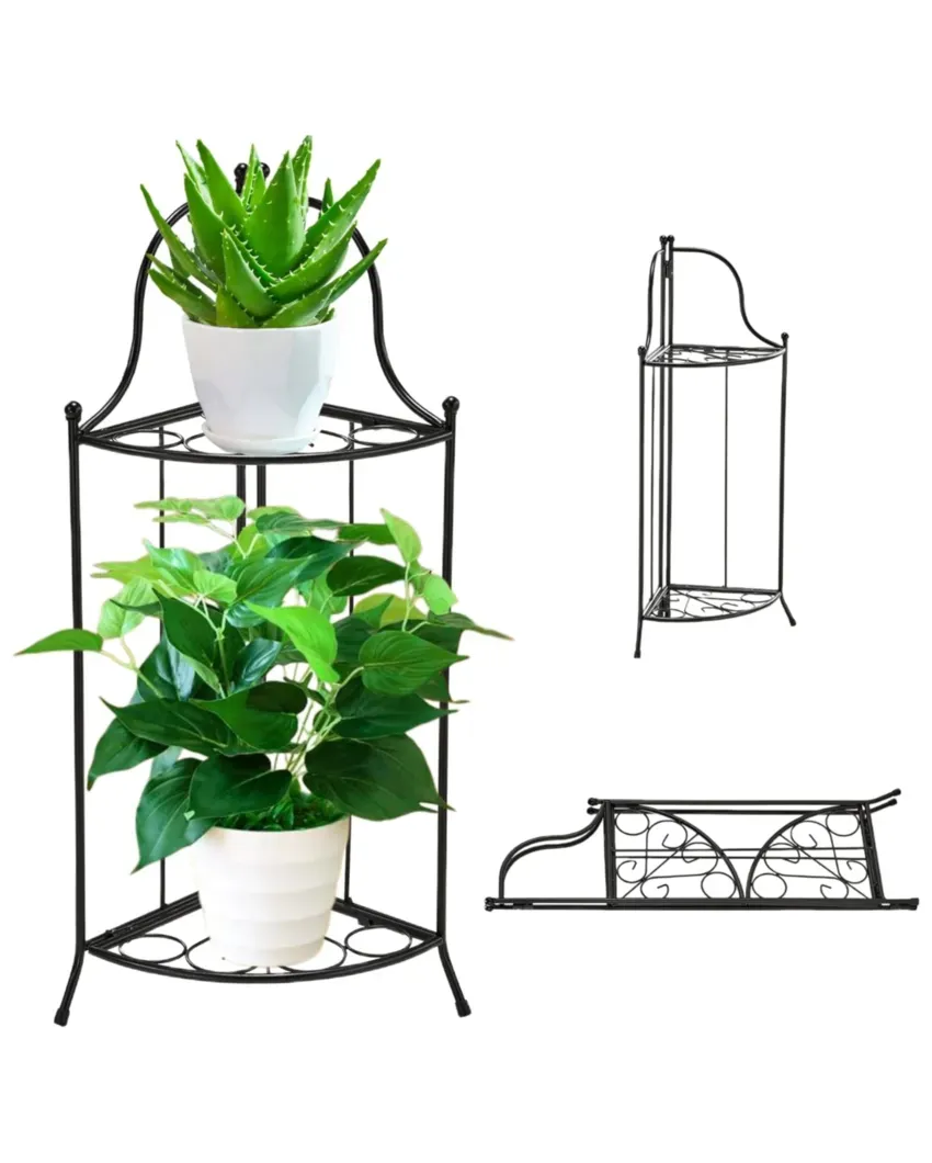 Black Daxton Metal Plant Stand 8 to 11 Inch Adjustable | 11 x 7 x 26 inches