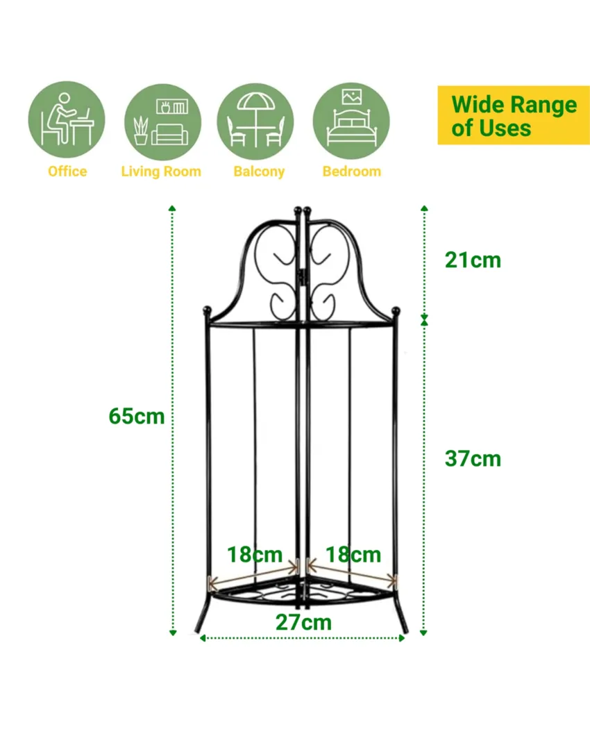 Black Daxton Metal Plant Stand 8 to 11 Inch Adjustable | 11 x 7 x 26 inches