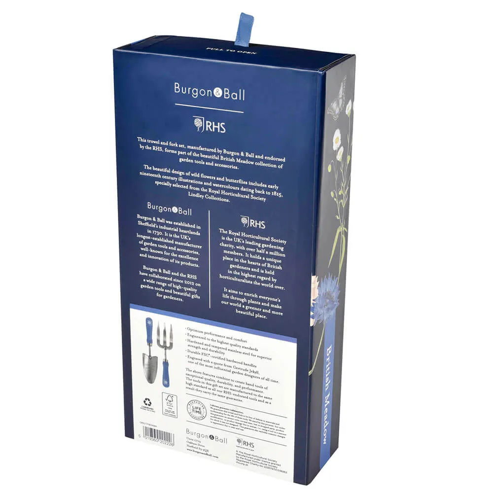Burgon & Ball RHS Endorsed 'British Meadow' Trowel and Fork Set
