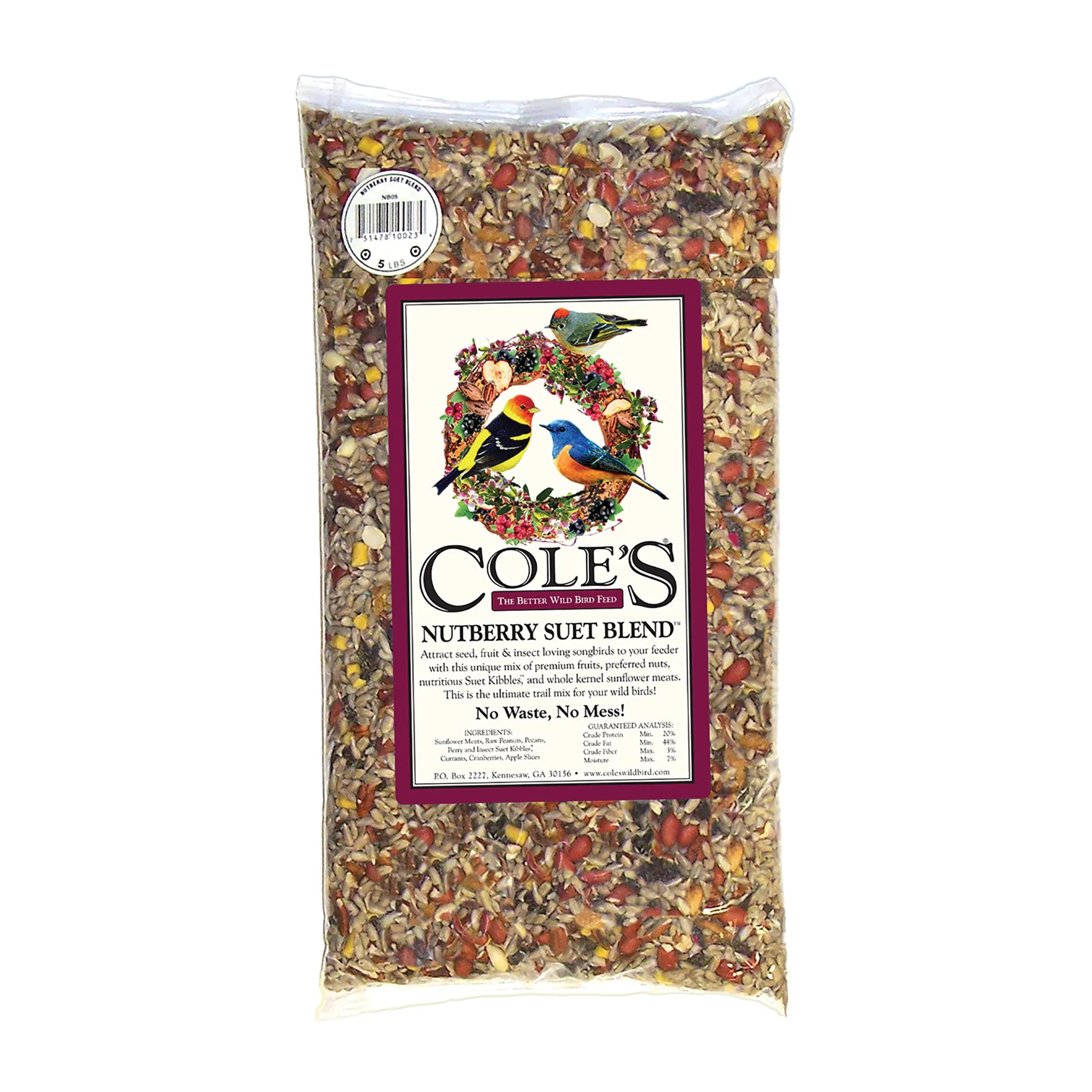 Cole's Nutberry Suet Blend NB10 Blended Bird Seed, 10 lb Bag