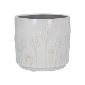 Gisela Graham Ceramic Pot Cream Poppy Heads - Large