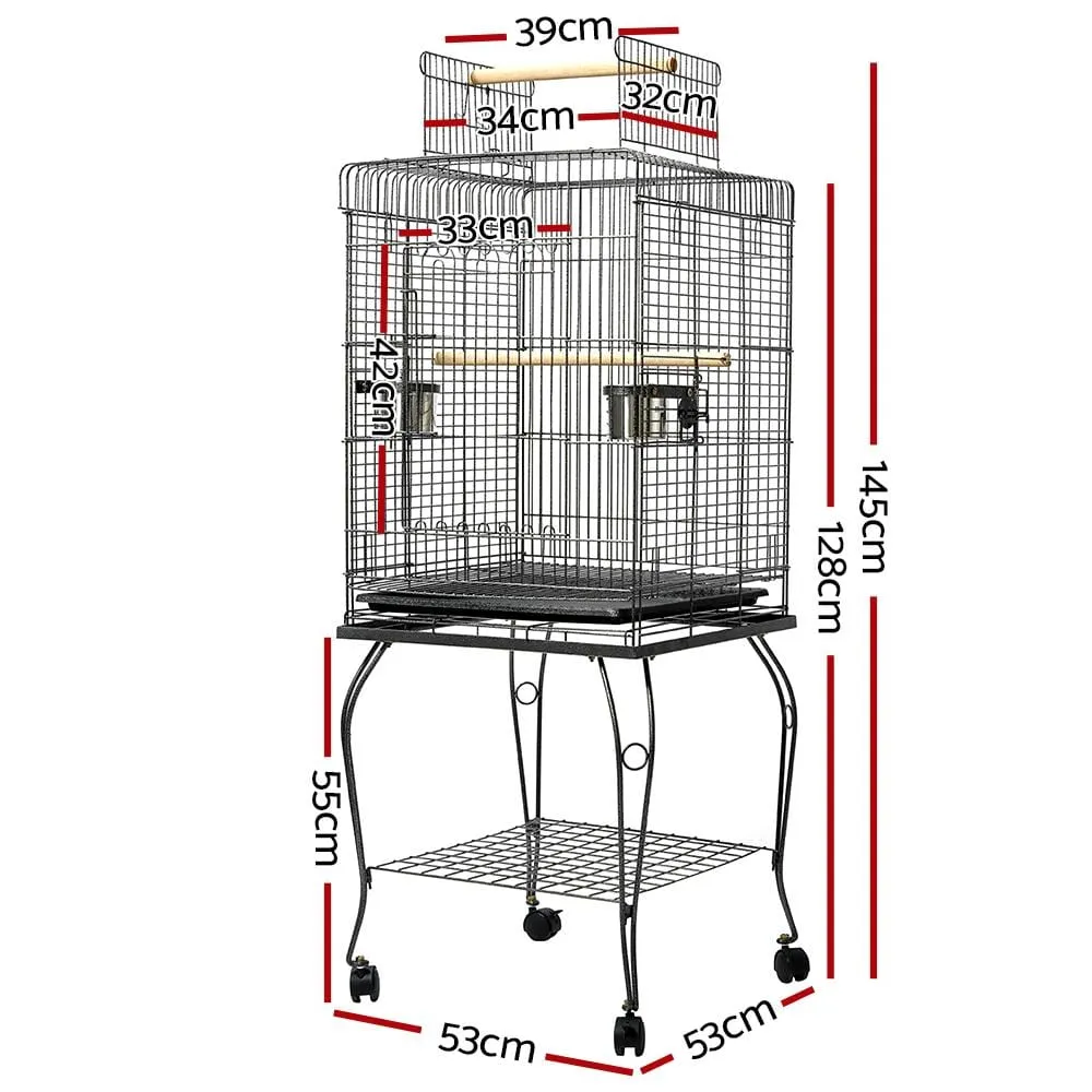 Large Bird Cage with Perch - Black