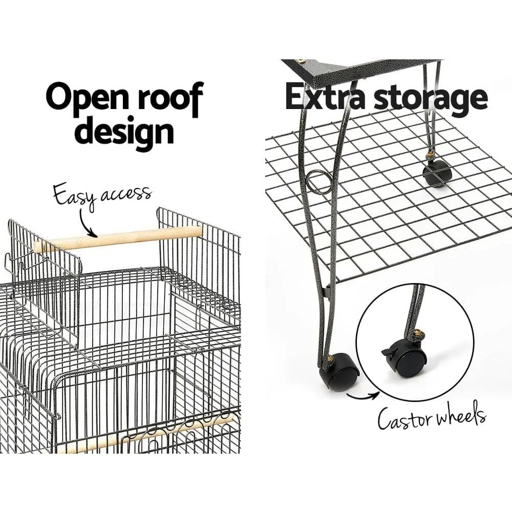 Large Bird Cage with Perch - Black