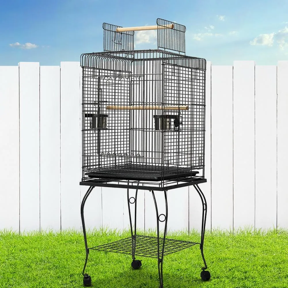 Large Bird Cage with Perch - Black