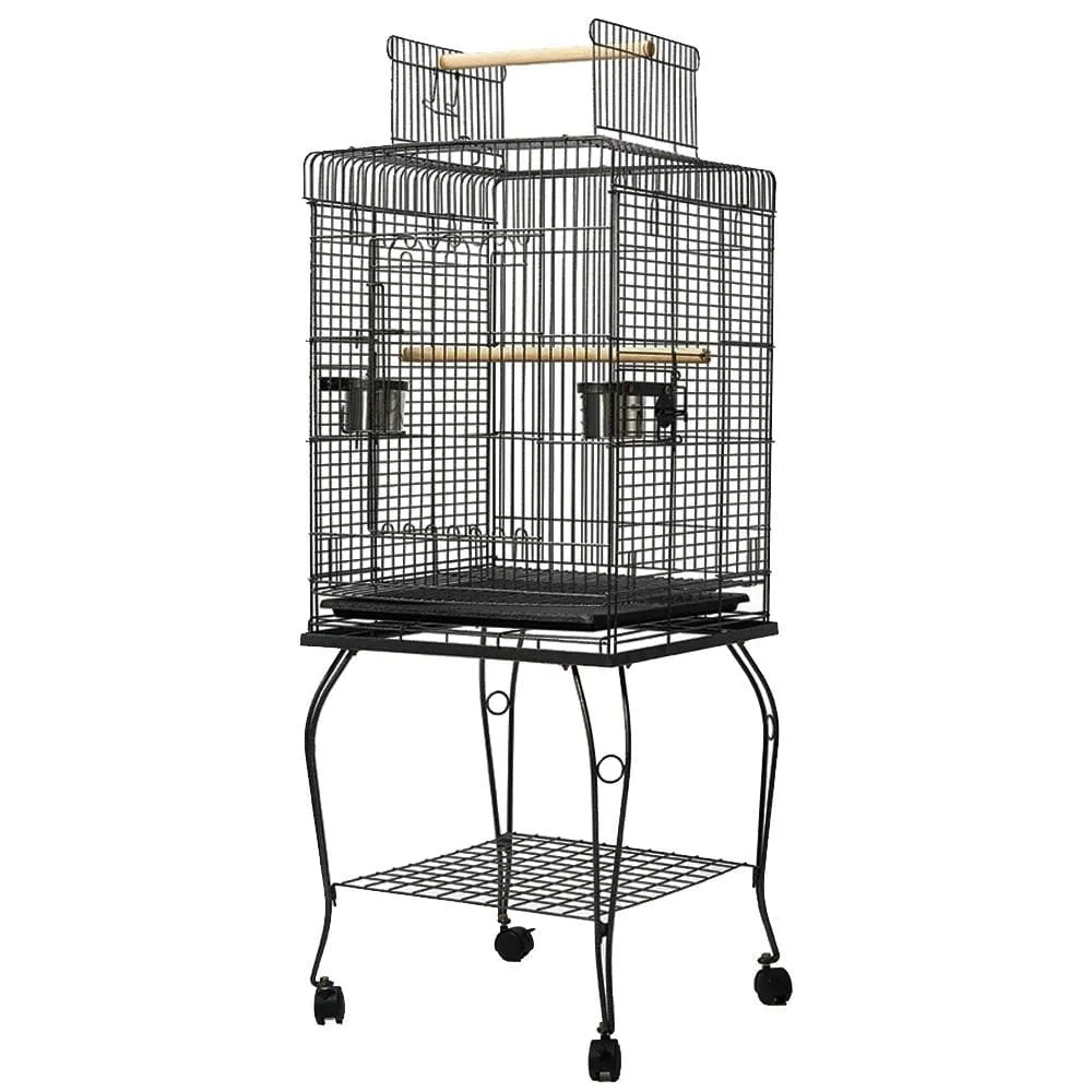 Large Bird Cage with Perch - Black
