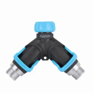 Melnor 356GTDI 2-Way Metal Faucet "Y" Splitter Connector With Lever Shut Offs - Quantity of 4