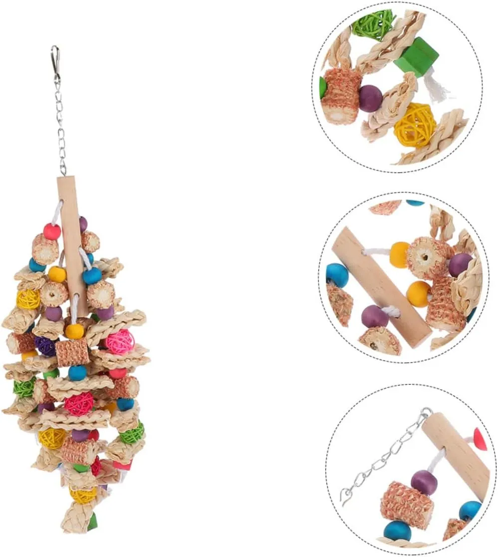 NEW Mipcase 1pc Parrot Chew Toy Wooden Decor Wood Toys Large Bird Cage Parakeet Chew Toys Wood Bird Toy Bird Toys for Conures Bird Toys for Parakeets Funny Parakeet Toy Bird Accessory Birds