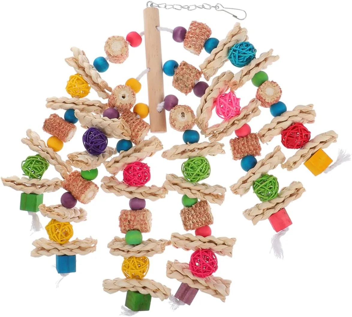 NEW Mipcase 1pc Parrot Chew Toy Wooden Decor Wood Toys Large Bird Cage Parakeet Chew Toys Wood Bird Toy Bird Toys for Conures Bird Toys for Parakeets Funny Parakeet Toy Bird Accessory Birds