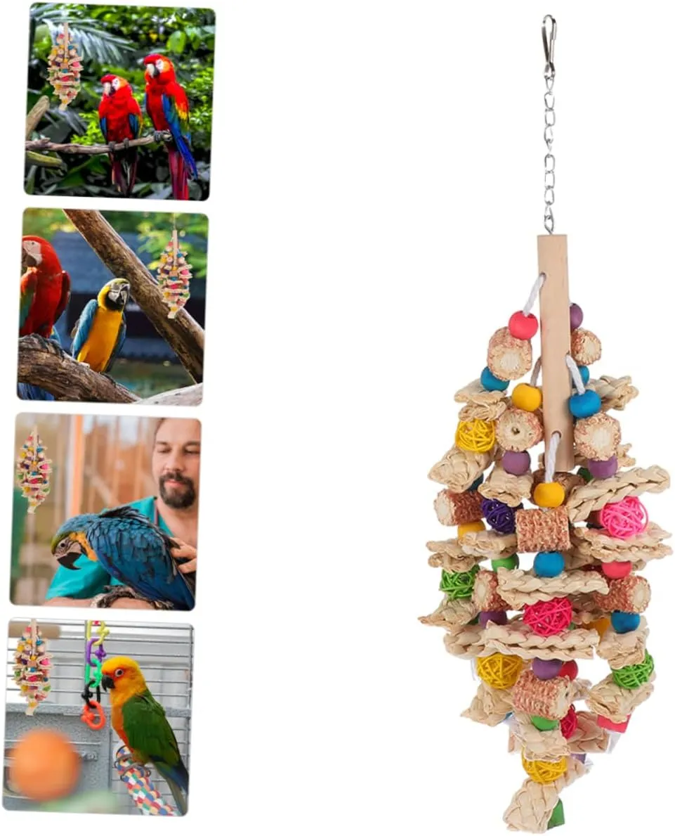 NEW Mipcase 1pc Parrot Chew Toy Wooden Decor Wood Toys Large Bird Cage Parakeet Chew Toys Wood Bird Toy Bird Toys for Conures Bird Toys for Parakeets Funny Parakeet Toy Bird Accessory Birds