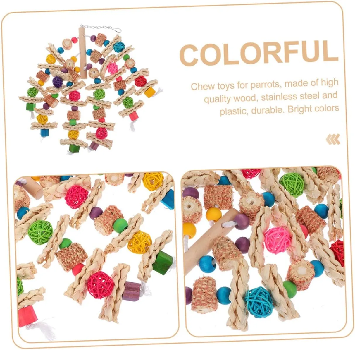 NEW Mipcase 1pc Parrot Chew Toy Wooden Decor Wood Toys Large Bird Cage Parakeet Chew Toys Wood Bird Toy Bird Toys for Conures Bird Toys for Parakeets Funny Parakeet Toy Bird Accessory Birds