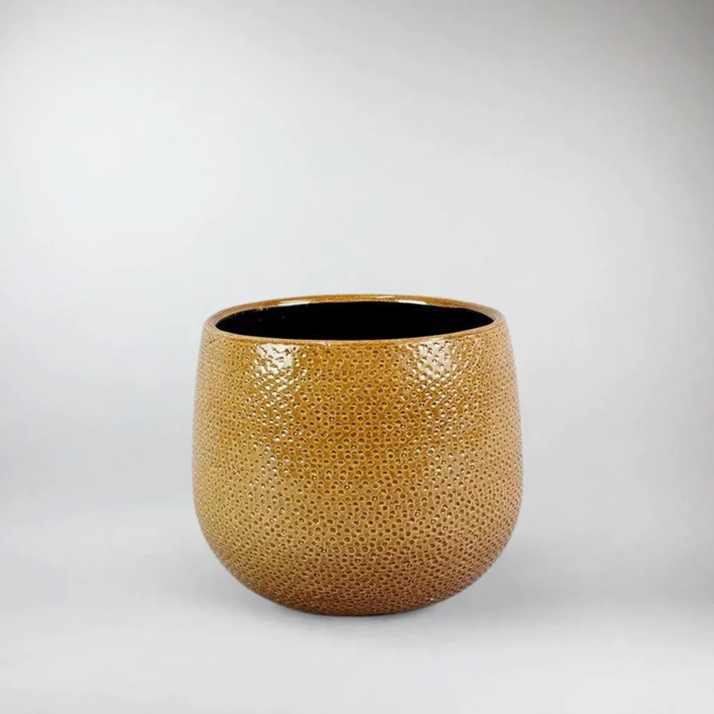 Ochre Ceramic Pot 'Venti' Ø 15.5 cm