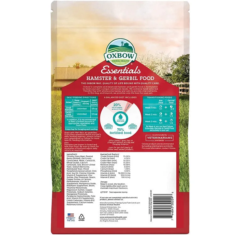 Oxbow Essentials - Hamster/Gerbil Food, 1 lb.