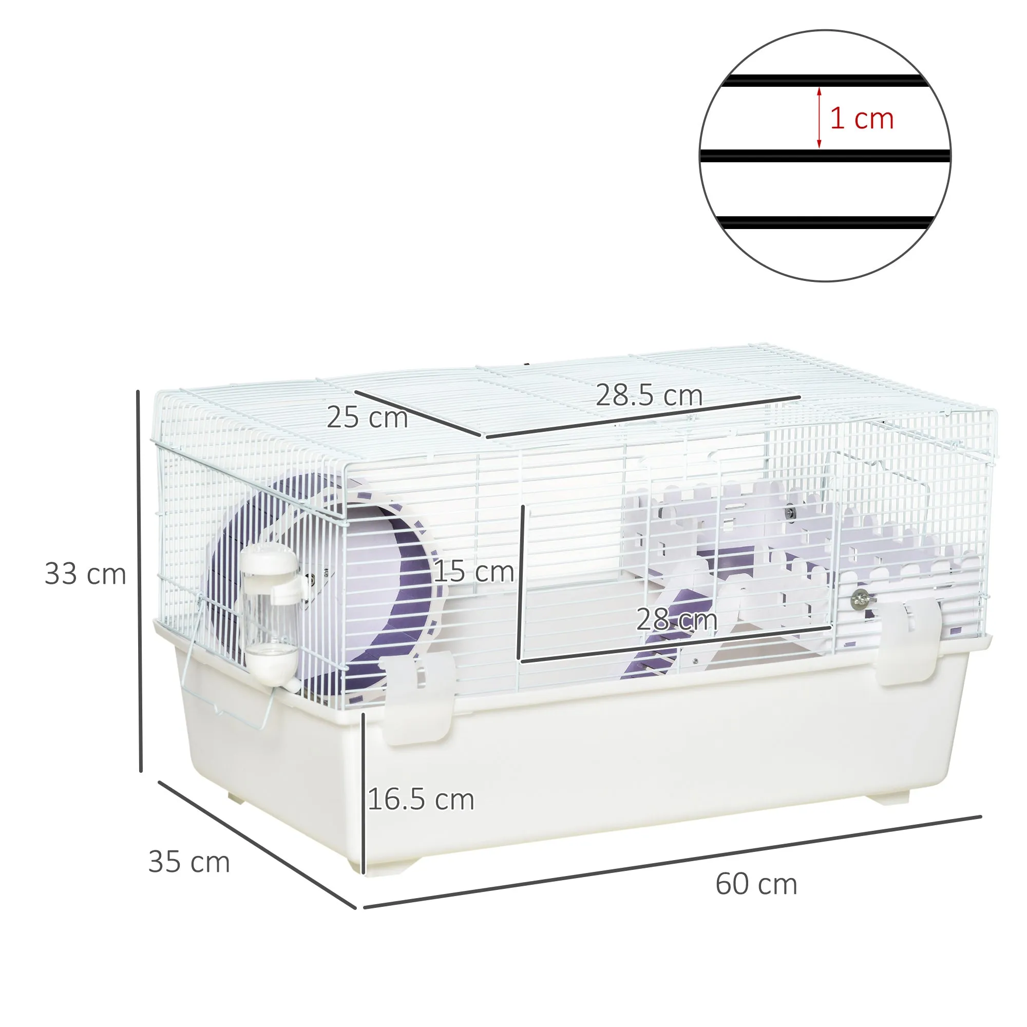 PawHut 2 Tier Hamster Cage Rodent House with Exercise Wheel Water Bottle Ladder
