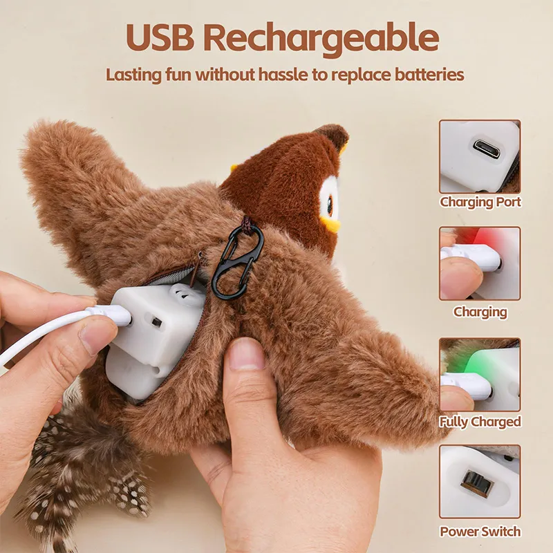 Rechargeable Squeaker Plush Cat Toys