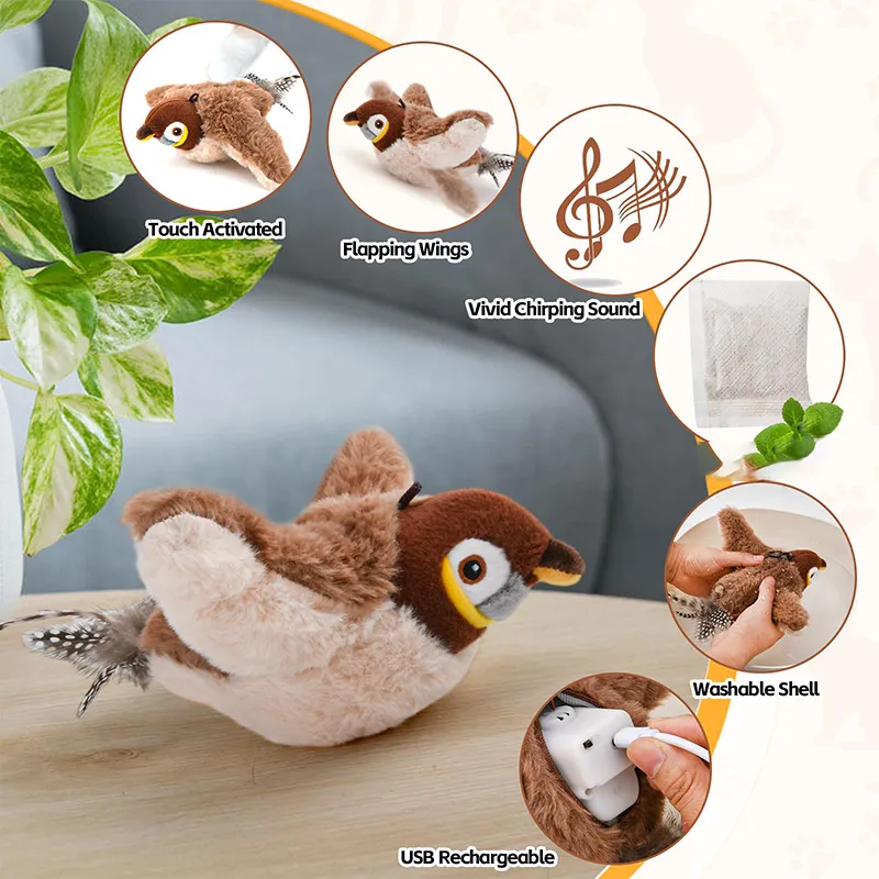 Rechargeable Squeaker Plush Cat Toys
