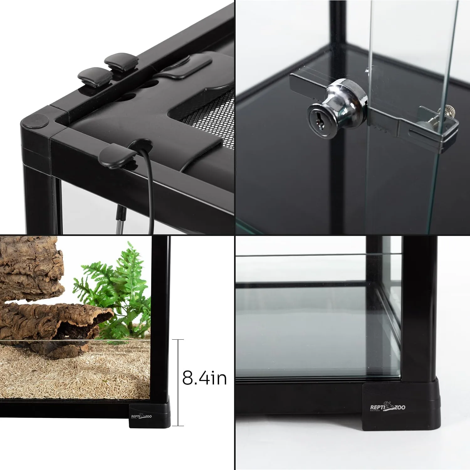REPTIZOO 120 Gallon Tall Chameleon Cage 24" x 24" x 48" Front Opening with Top Screen Ventilation