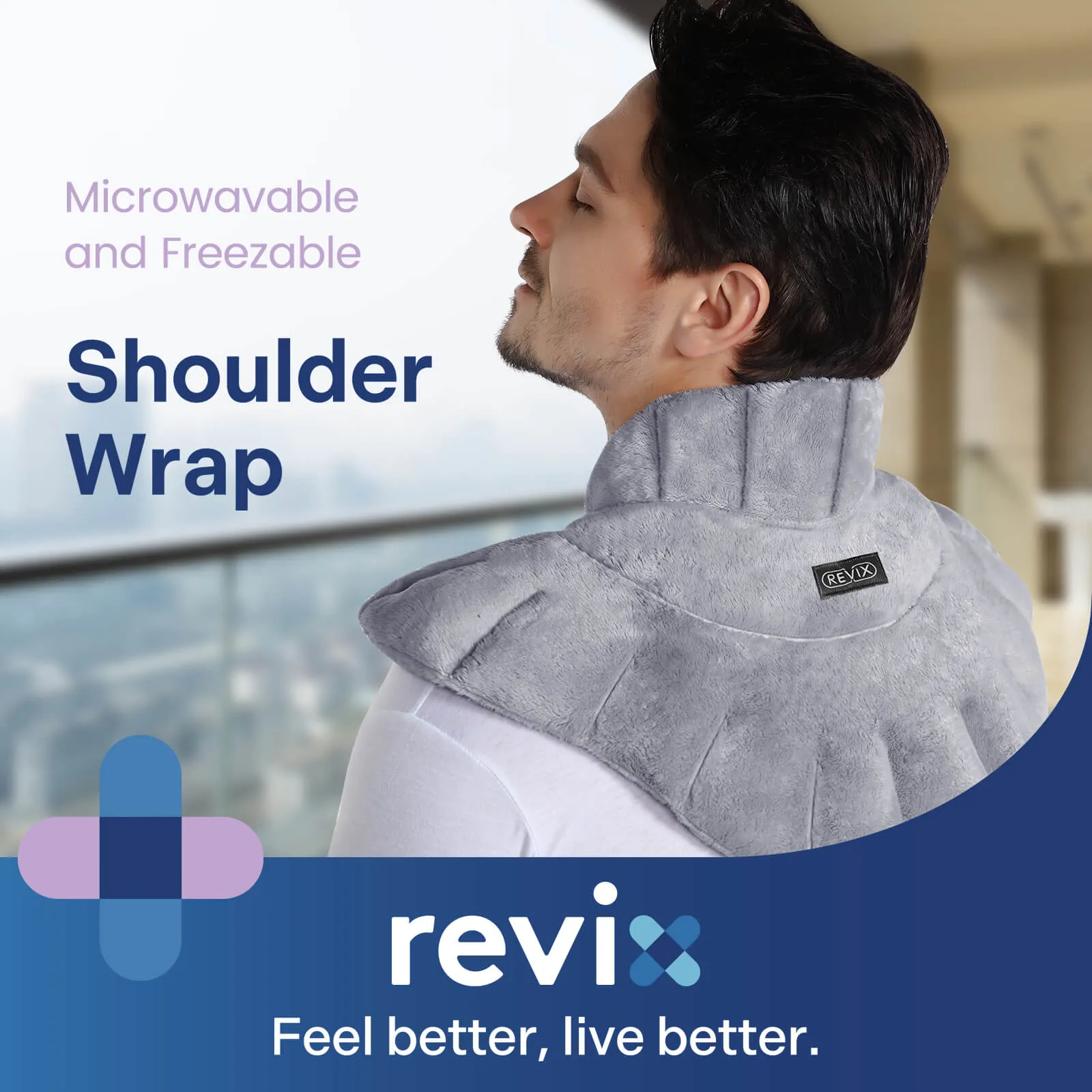 REVIX Microwavable Heating Pad for Neck Shoulders and Back, Microwave Heated Wrap with Moist Heat