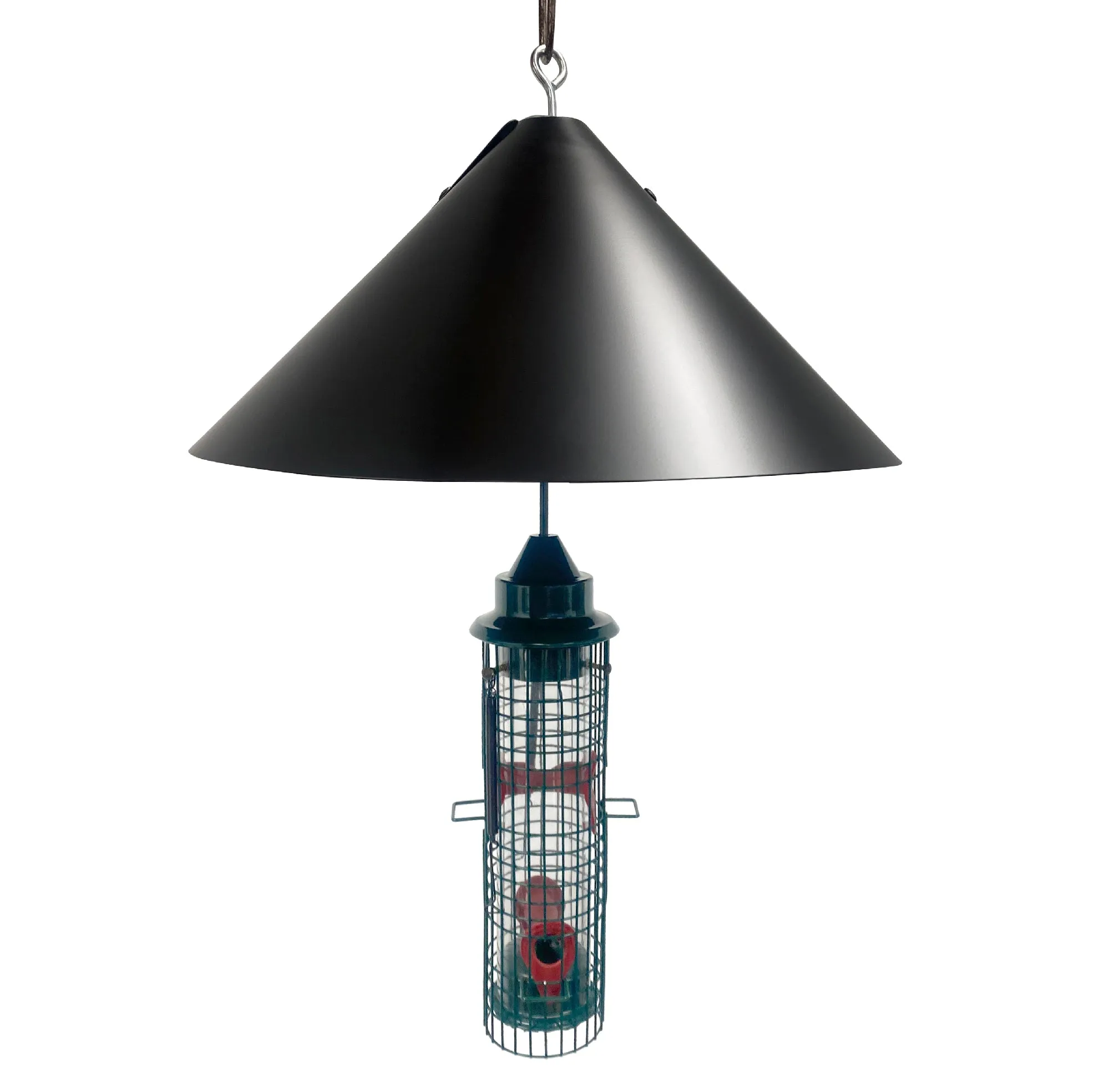 Squirrel Proof Bird Feeder Baffle Guard – Pole Mount and Hanging - Powder Coated Steel – Wrap Around Heavy-Duty Steel Design – Includes All Accessories – Black - 18 Inch Diameter – 1 Pack