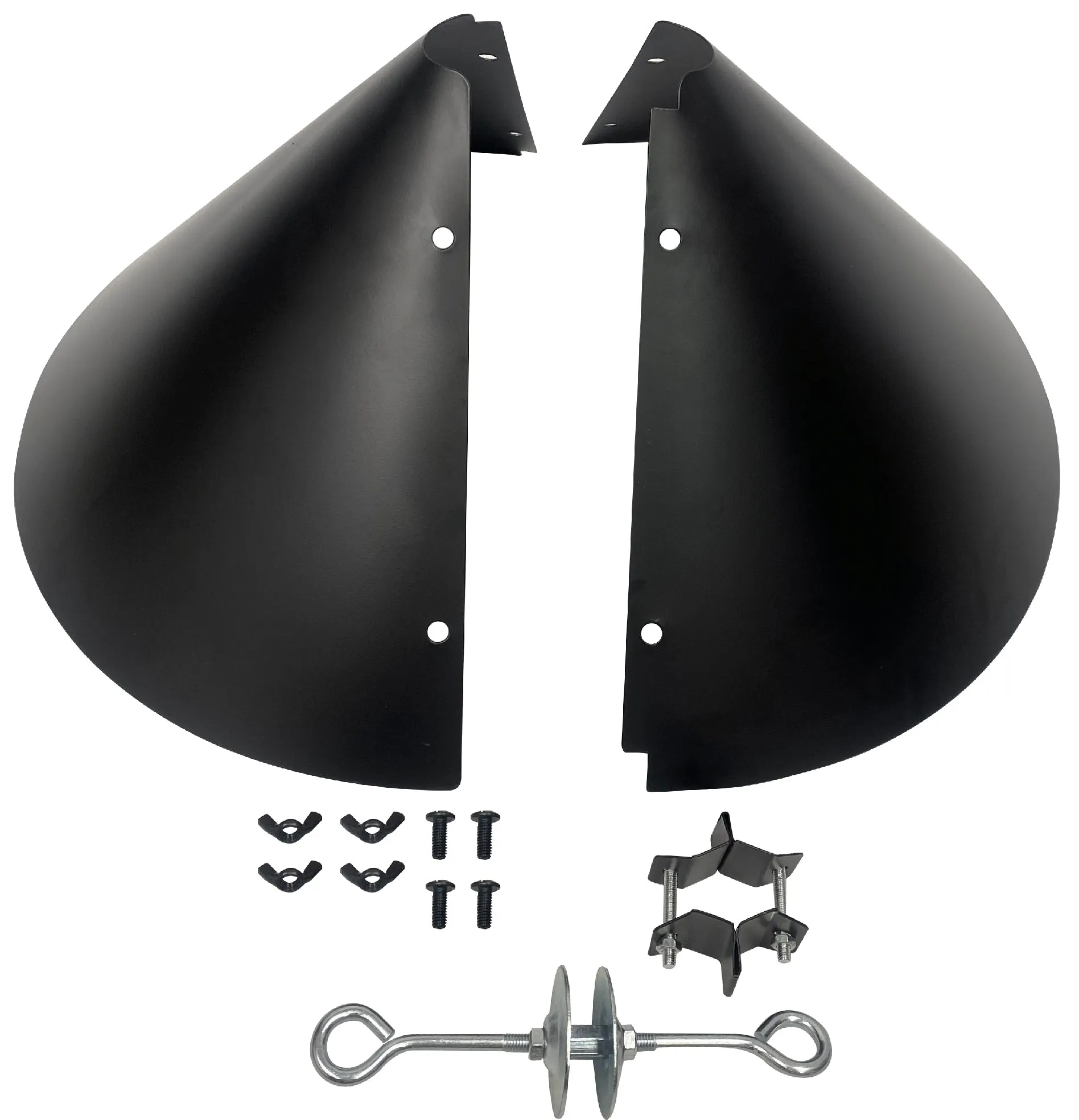 Squirrel Proof Bird Feeder Baffle Guard – Pole Mount and Hanging - Powder Coated Steel – Wrap Around Heavy-Duty Steel Design – Includes All Accessories – Black - 18 Inch Diameter – 1 Pack