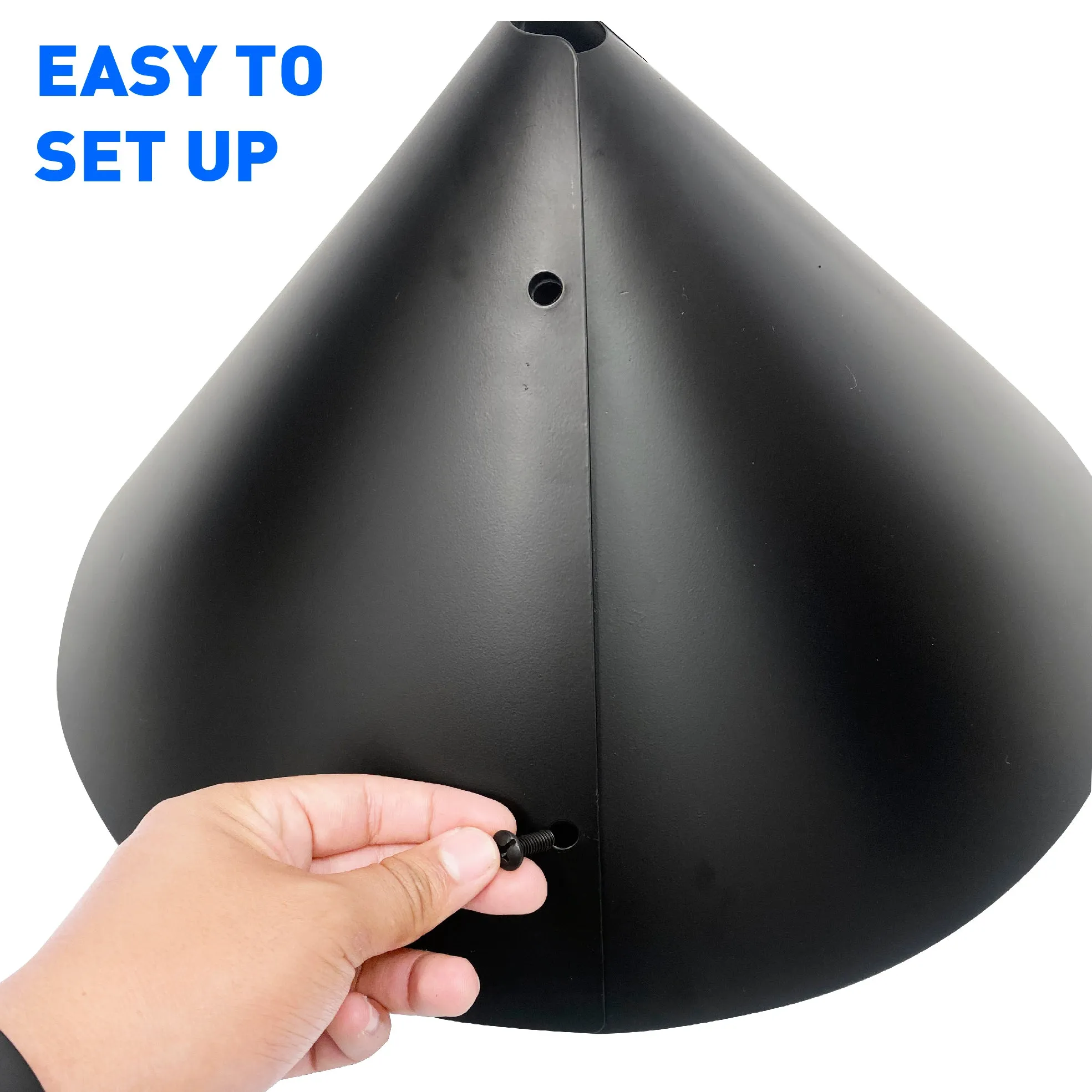 Squirrel Proof Bird Feeder Baffle Guard – Pole Mount and Hanging - Powder Coated Steel – Wrap Around Heavy-Duty Steel Design – Includes All Accessories – Black - 18 Inch Diameter – 1 Pack