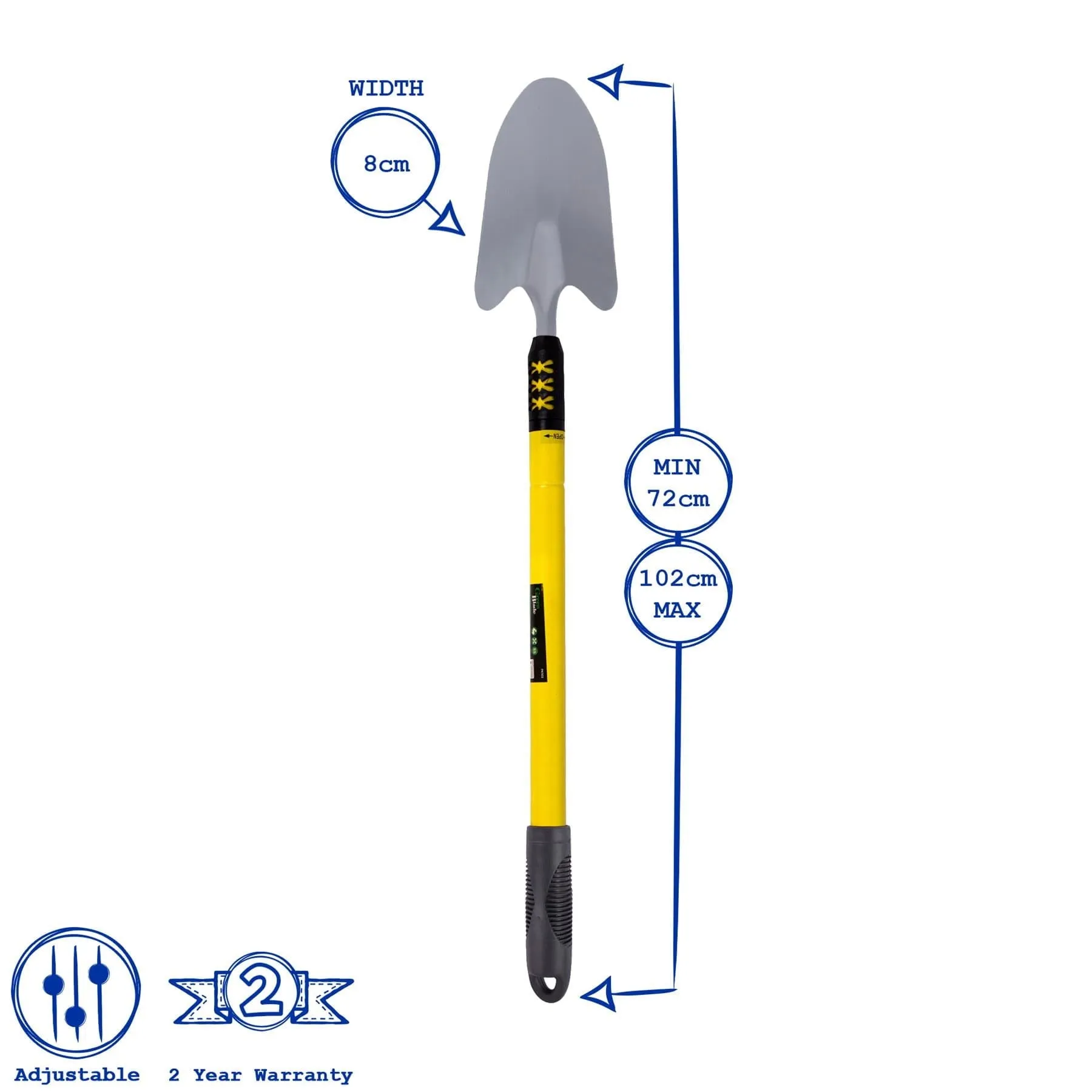 Telescopic Stainless Steel Garden Trowel - By Green Blade