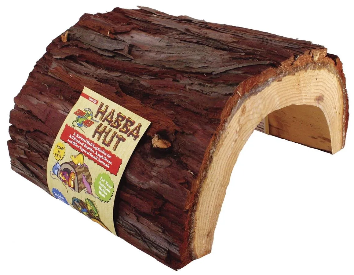 Zoo Med Laboratories Habba Hut Half Wooden Log Shelter Reptile Terrarium Décor - Giant