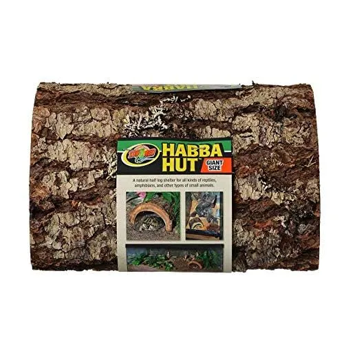 Zoo Med Laboratories Habba Hut Half Wooden Log Shelter Reptile Terrarium Décor - Giant